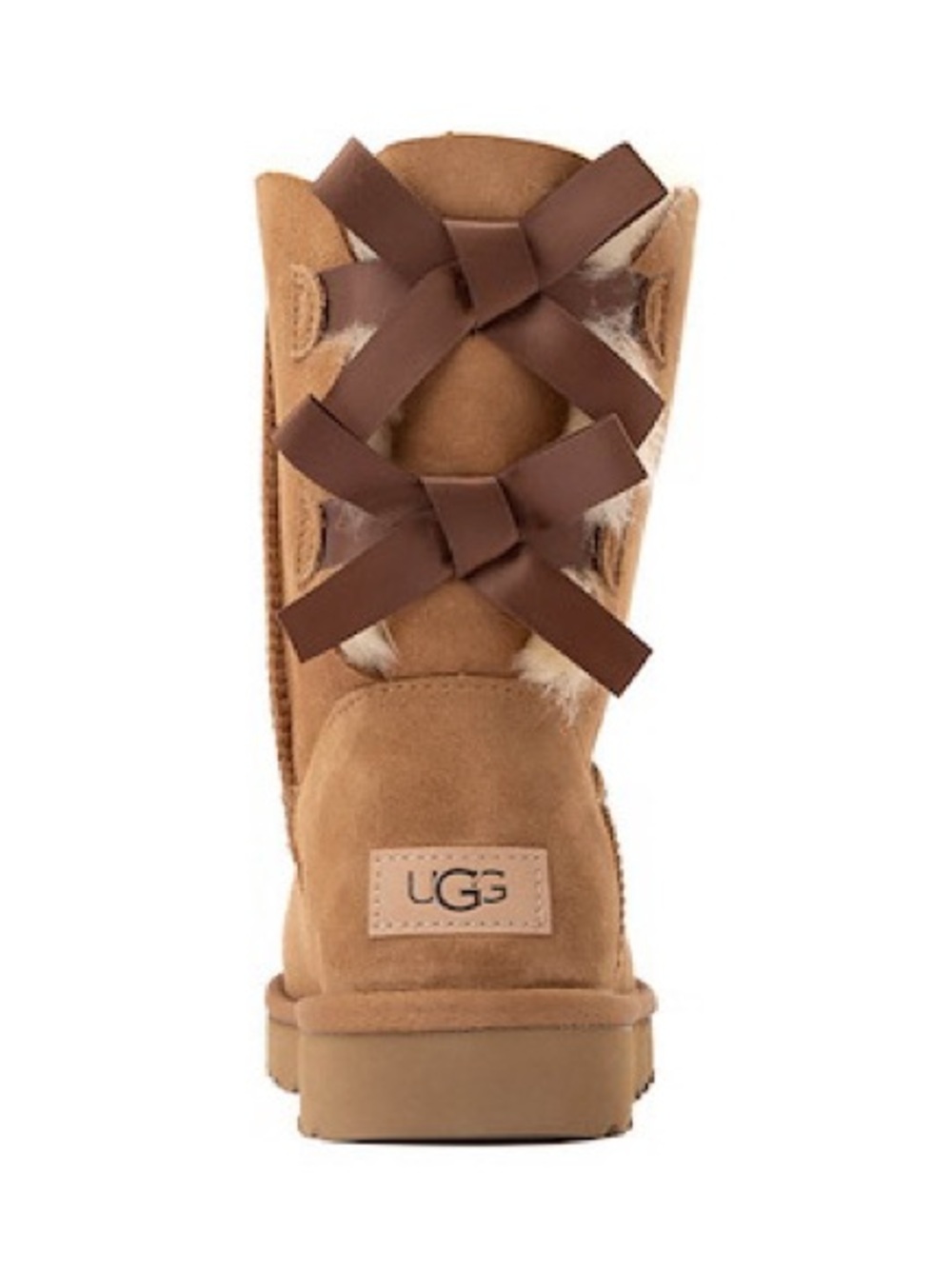 UGG Bailey Bow II Water Resistant Suede Fur Light Brown Boots Sz 9 EUC - Picture 2 of 16